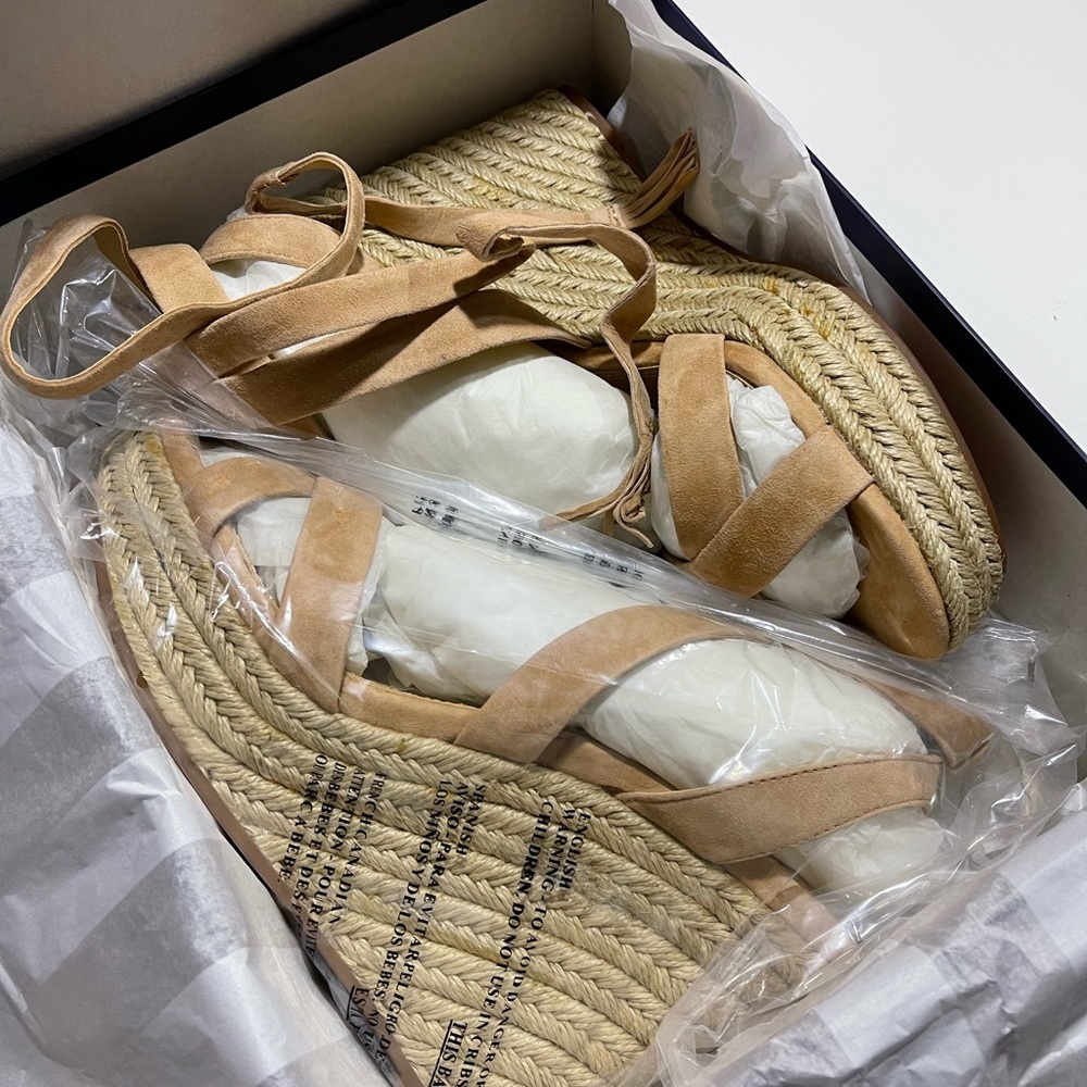 Splendid Janice Wedge Sandal Espadrille Heel Suede Tie Ankle Open Toe